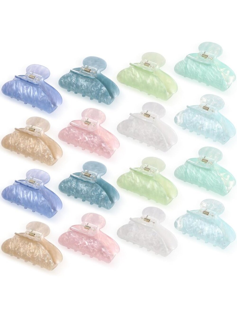 16 Pcs Multicolor Hair Claw Clips Set for Women, 3.15 Inch Stylish Accessories